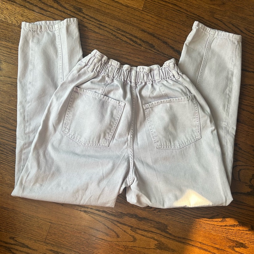 Lavender Elastic High Waist Jeans Pants